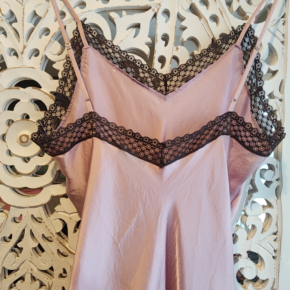 NATORI EDIT ASHLEY ICON LACE SLIP MIDI DRESS IN TEA PINK SSIZE LARGE - Picture 9 of 10